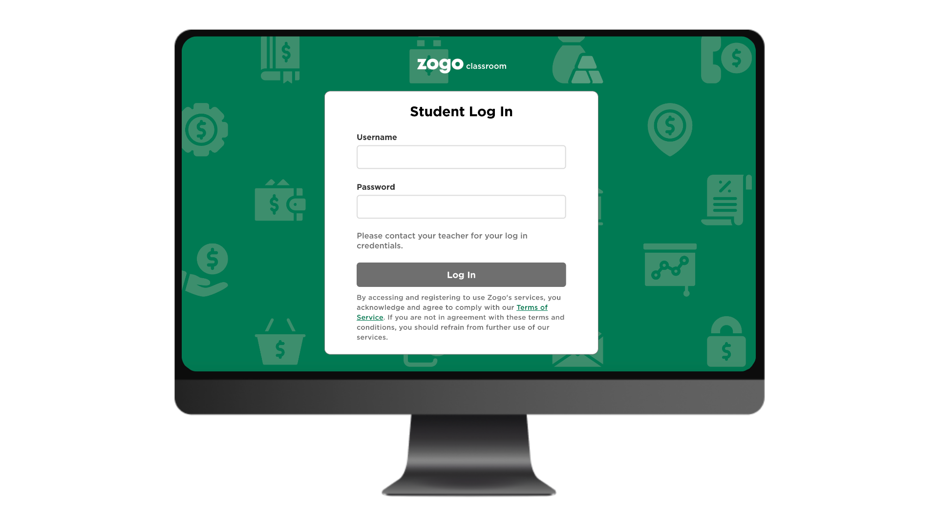 Inicio de sesión de estudiante en Zogo