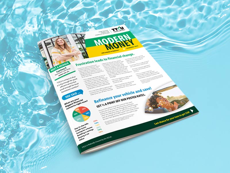 ModernMoney_Featured_Summer2022 Cover of Newsletter over water